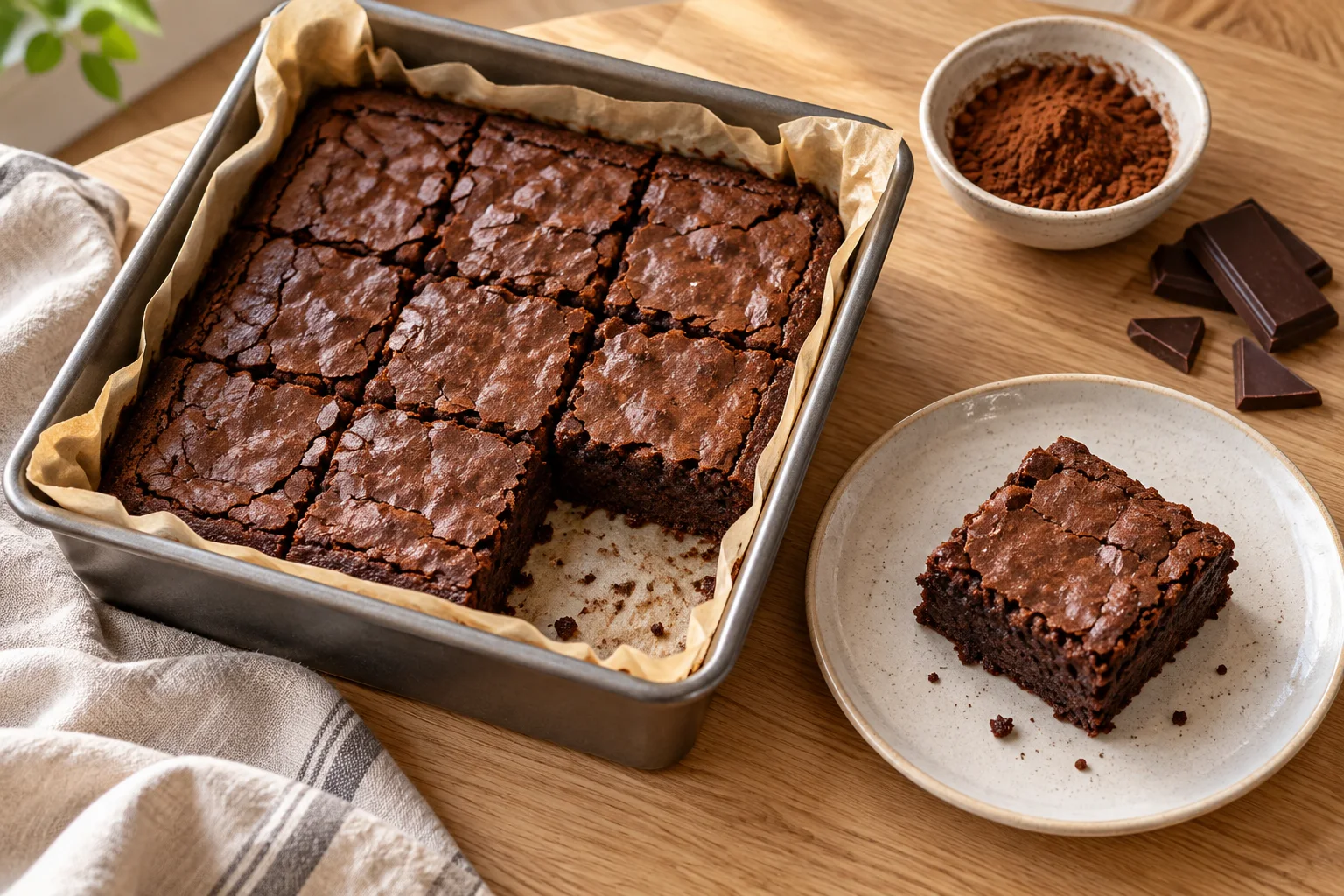 Ilustracja brownie w formie do pieczenia